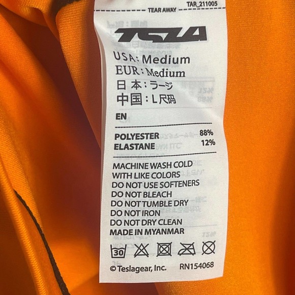 TSLA Mens M‎ Athletic T shirt Stretch UPF50+ Orange Mock Neck NWT - Picture 10 of 13